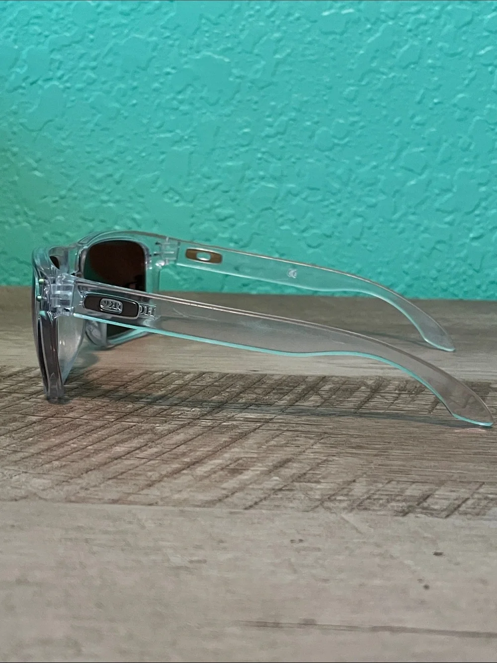 Oakley Holbrook Clear Frame Sunglasses with Yellow Accents